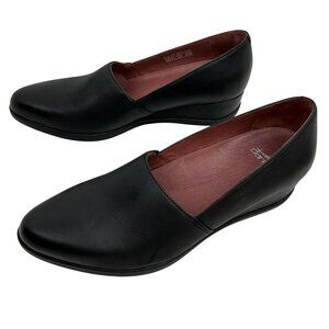 Dansko Shanda Leather Wedge Slip On Loafers Womens 9.5-10 Black